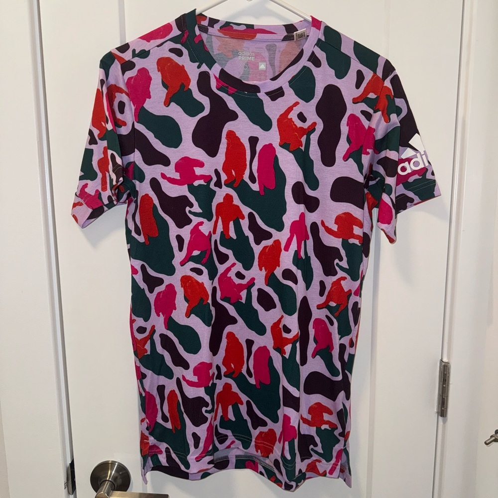 ADIDAS x NERD Pharrell FreeLift Prime Purple Camo T-Shirt Climalite size XS